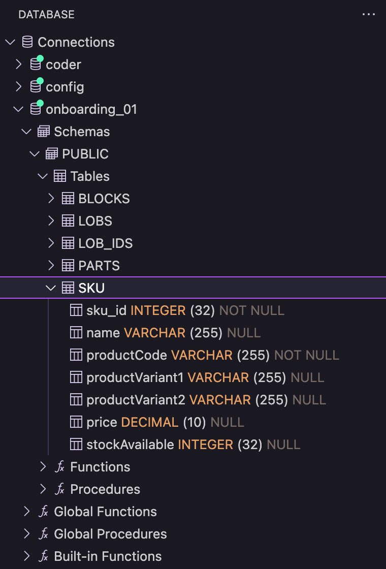 View the database connection onboarding_01