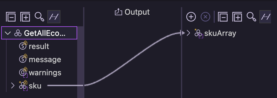 Map the output of the GetAllEcommerceSku service